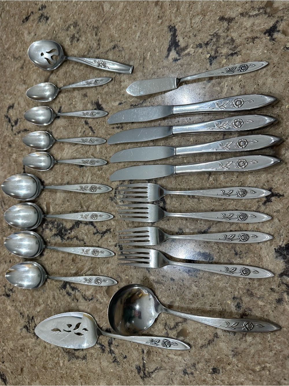 Vintage ONEIDA My Rose Stainless Flatware (20-pc) Set